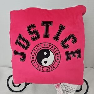 Justice Hot Pink Athletics Yin Yang Faux Sherpa Back Accent Pillow